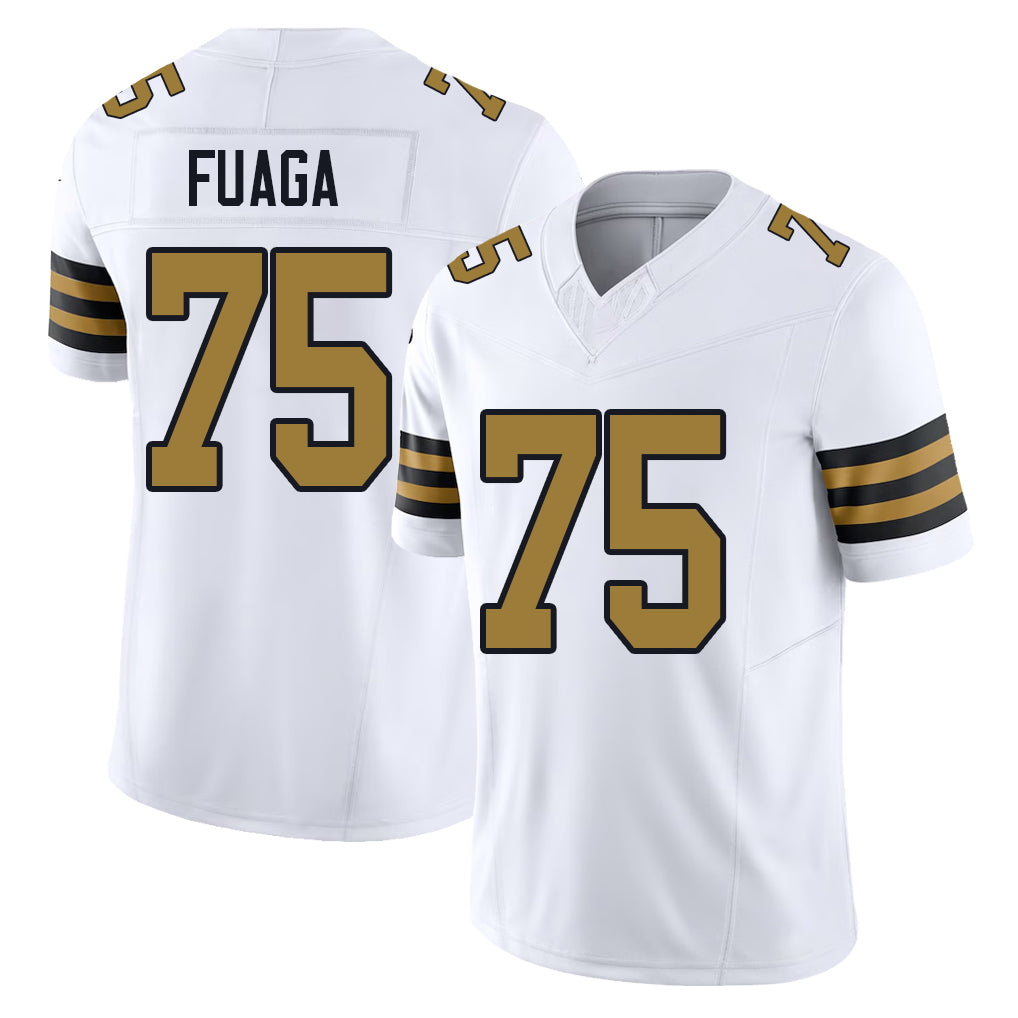 New Orleans #75 Taliese Player Football V Neck Short Sleeve White Jersey Fuaga For Men Youth Women Gift
