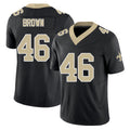 New Orleans #46 Tanner Player Football V Neck Short Sleeve Black Jersey Brown For Men Youth Women Gift