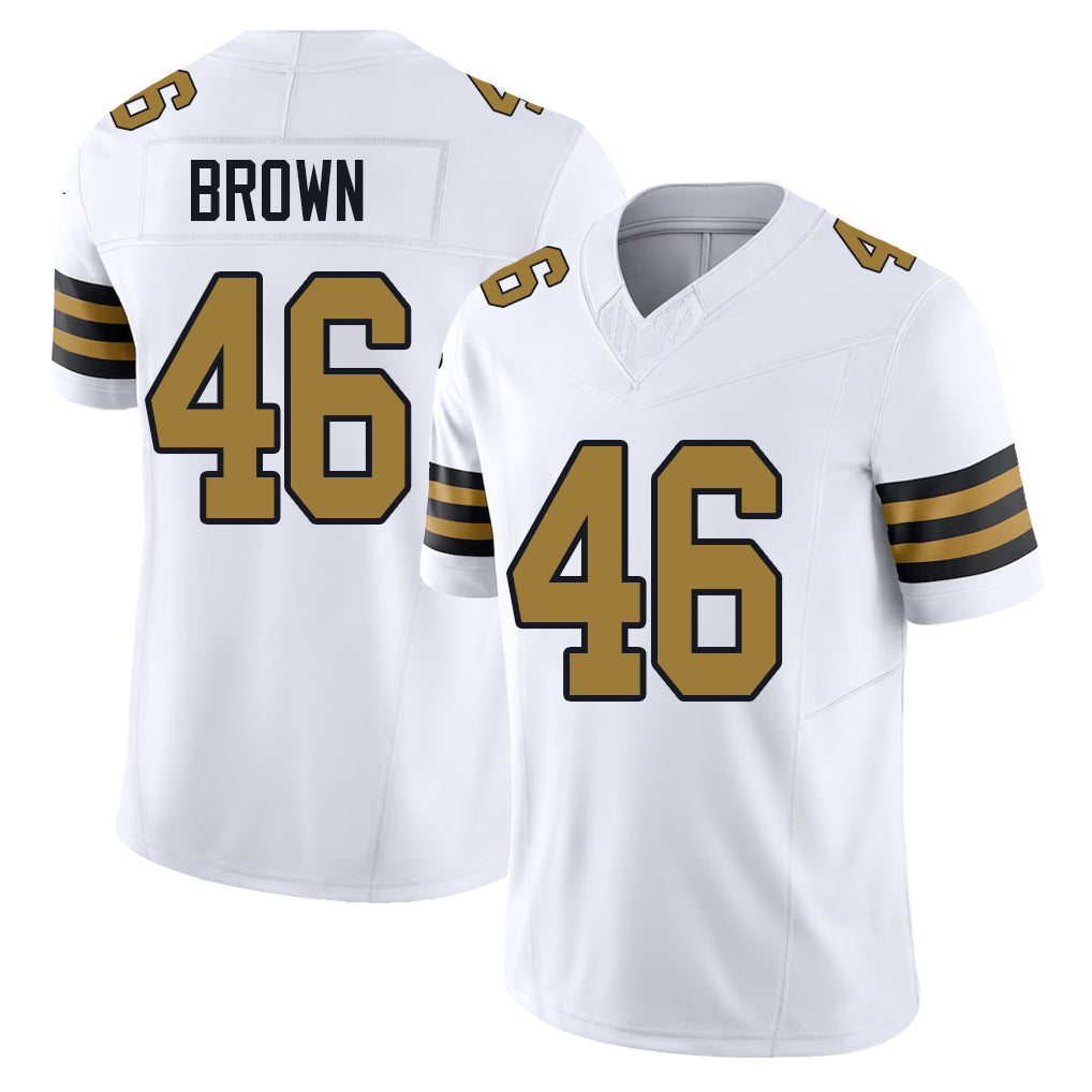 New Orleans #46 Brown Player Football V Neck Short Sleeve White Jersey Tanner For Men Youth Women Gift