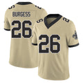 New Orleans #26 Terrell Player Football V Neck Short Sleeve Gold Jersey Burgess For Men Youth Women Gift