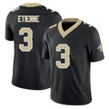 New Orleans #3 Travis Player Football V Neck Short Sleeve Black Jersey Etienne For Men Youth Women Gift