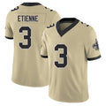 New Orleans #3 Travis Player Football V Neck Short Sleeve Gold Jersey Etienne For Men Youth Women Gift