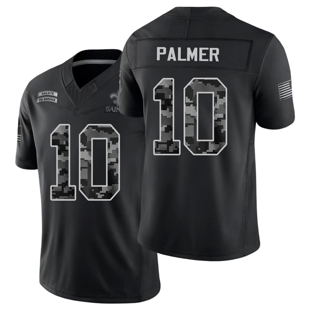 New Orleans #10 Palmer Player Football V Neck Short Sleeve Black Jersey Trey For Men Youth Women Gift