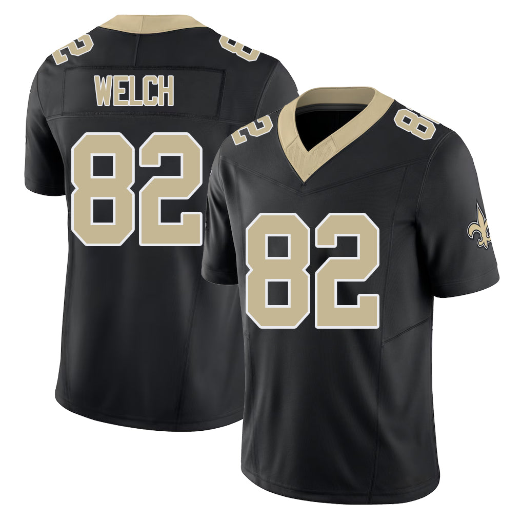 New Orleans #62 Treyton Player Football V Neck Short Sleeve Black Jersey Welch For Men Youth Women Gift