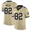 New Orleans #62 Treyton Player Football V Neck Short Sleeve Gold Jersey Welch For Men Youth Women Gift
