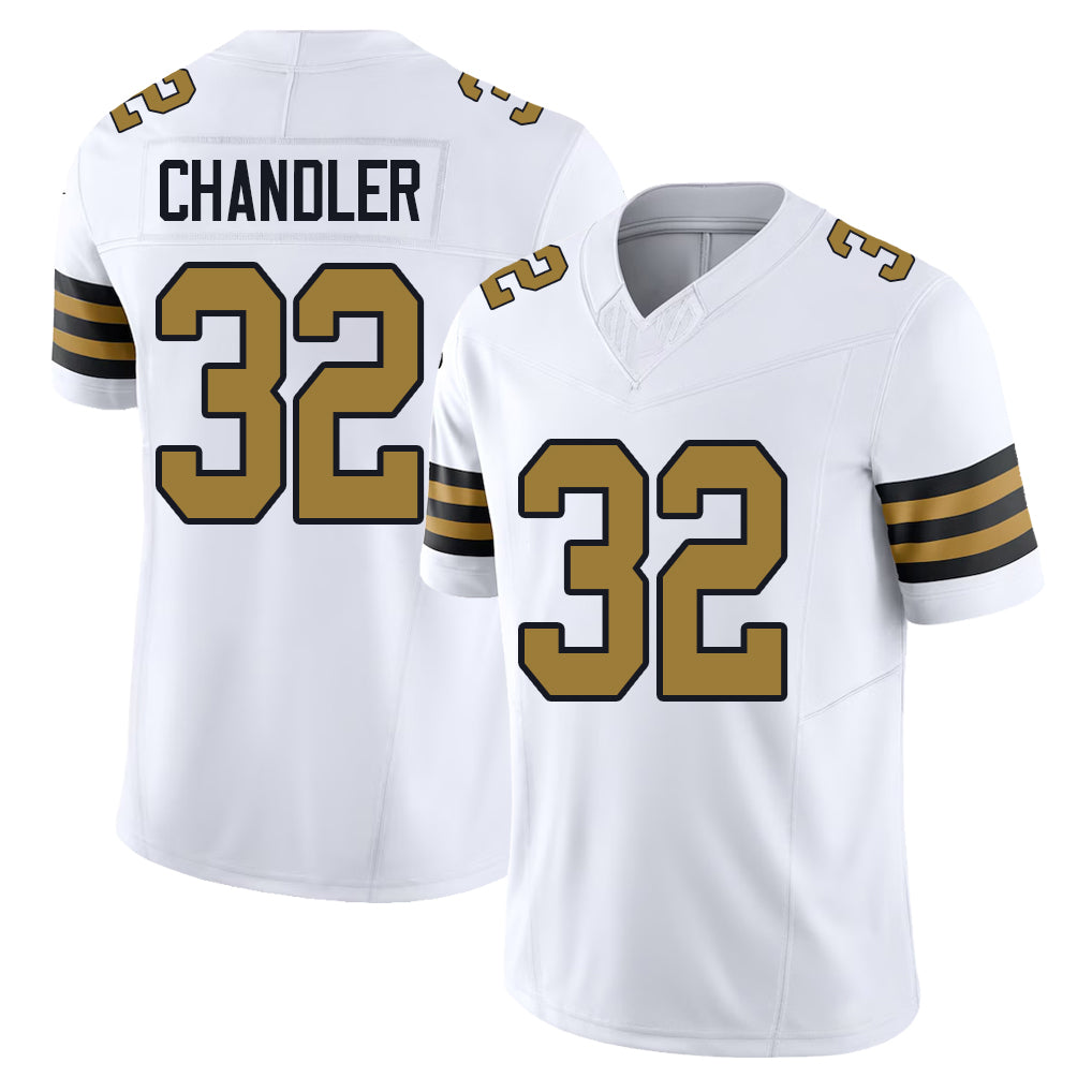 New Orleans #32 Ty Player Football V Neck Short Sleeve White Jersey Chandler For Men Youth Women Gift
