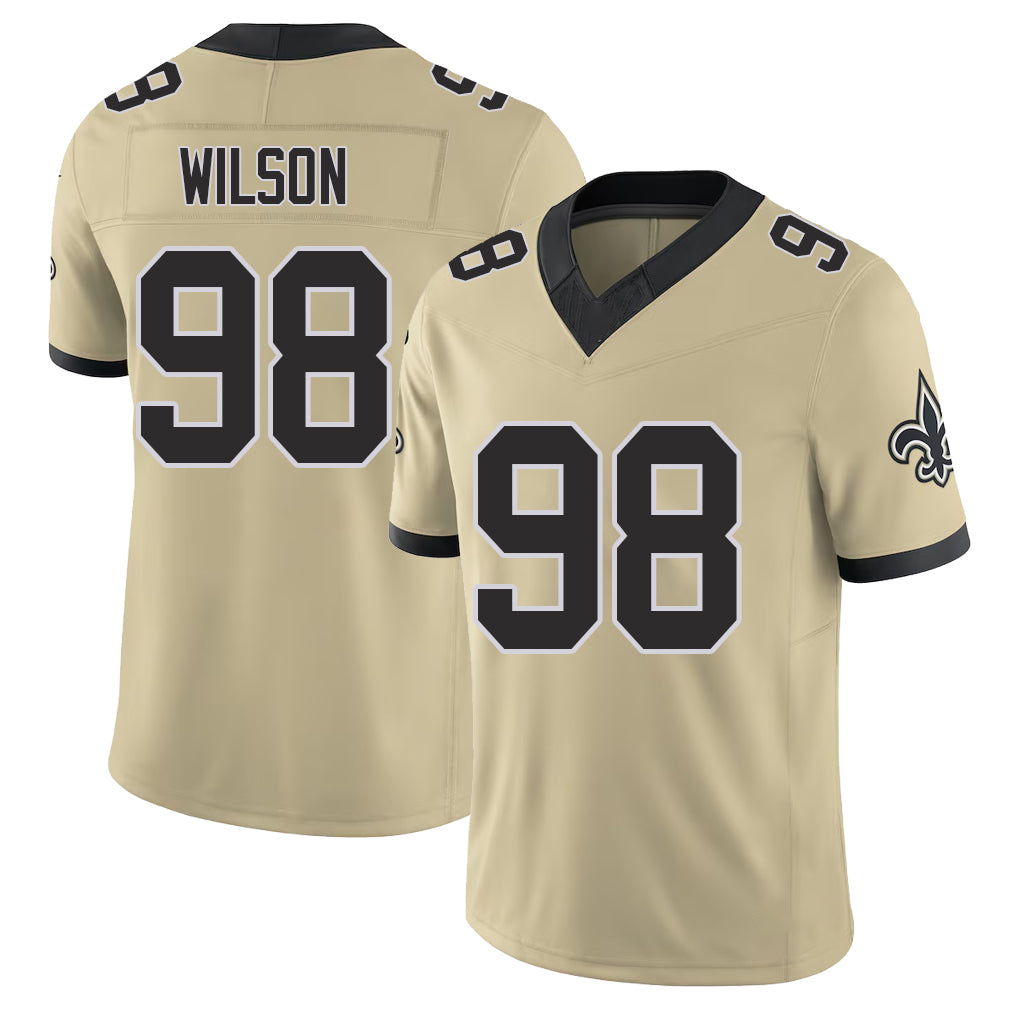 New Orleans #98 Tyree Player Football V Neck Short Sleeve Gold Jersey Wilson For Men Youth Women Gift