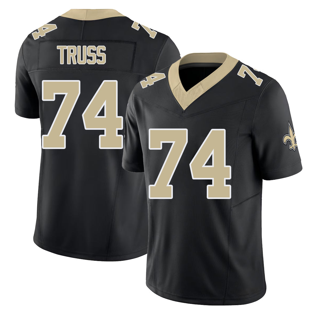 New Orleans #74 Xavier Player Football V Neck Short Sleeve Black Jersey Truss For Men Youth Women Gift
