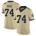 New Orleans #74 Xavier Player Football V Neck Short Sleeve Gold Jersey Truss For Men Youth Women Gift