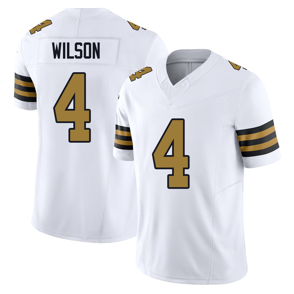 New Orleans #4 Zach Player Football V Neck Short Sleeve White Jersey Wilson For Men Youth Women Gift