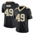 New Orleans #49 Zach Player Football V Neck Short Sleeve Black Jersey Wood For Men Youth Women Gift