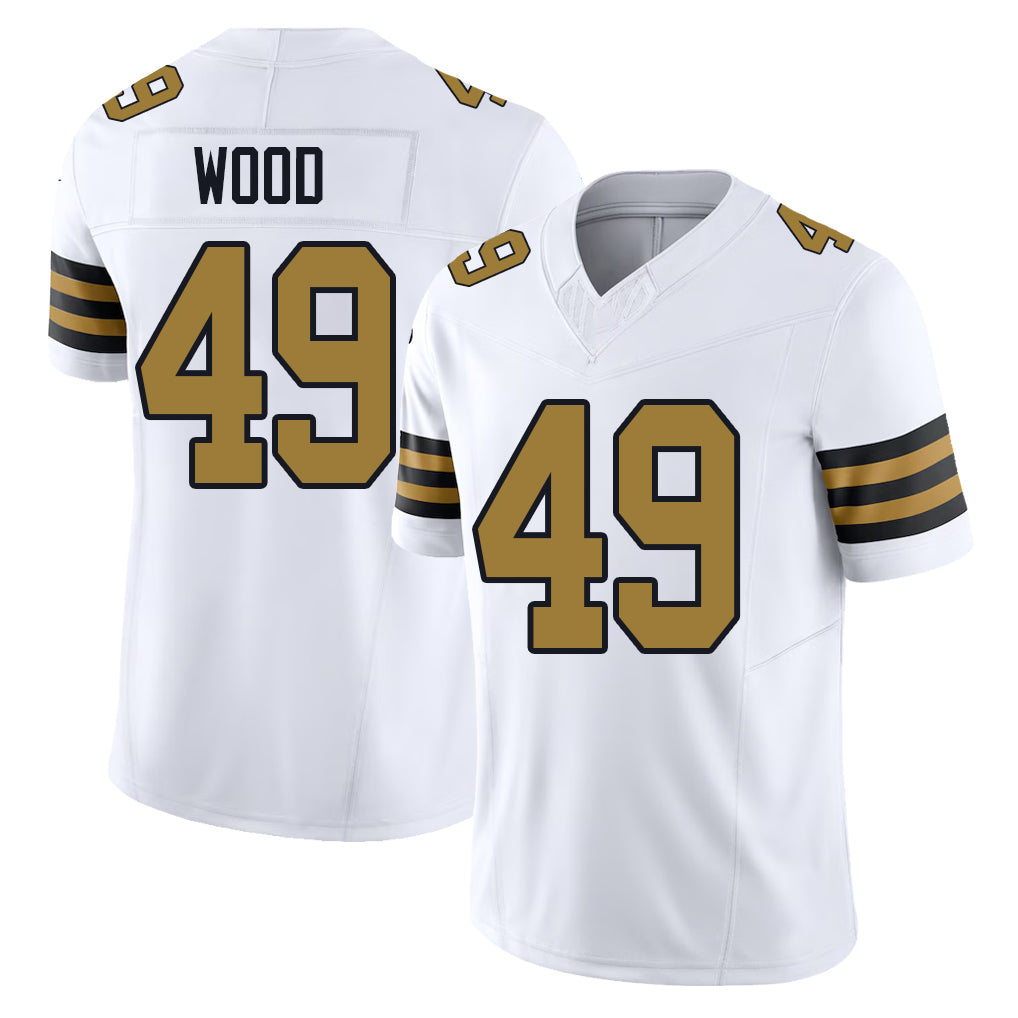 New Orleans #49 Zach Player Football V Neck Short Sleeve White Jersey Wood For Men Youth Women Gift