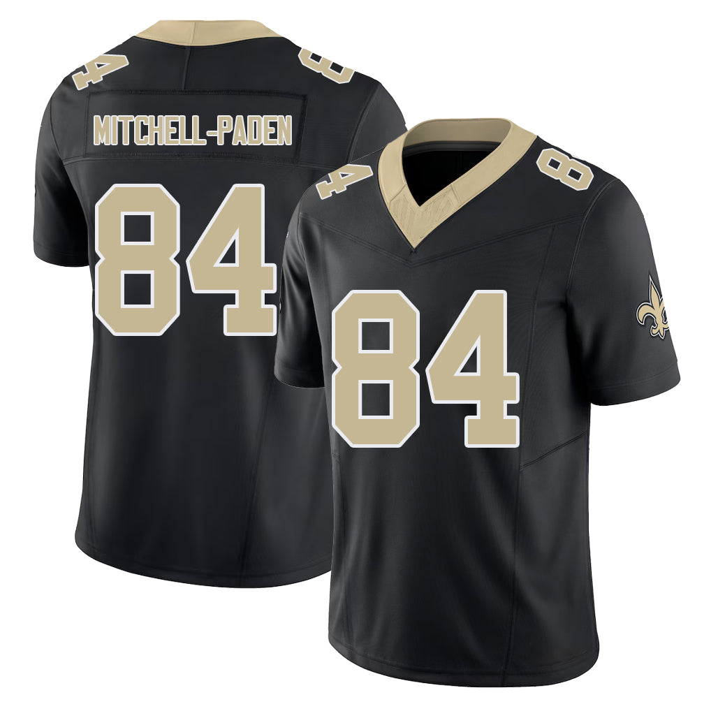 New Orleans #84 Zaire Player Football V Neck Short Sleeve Black Jersey Mitchell-Paden For Men Youth Women Gift