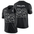 New York #22 Phillips Player Football V Neck Short Sleeve Black Jersey Andru For Men Youth Women Gift