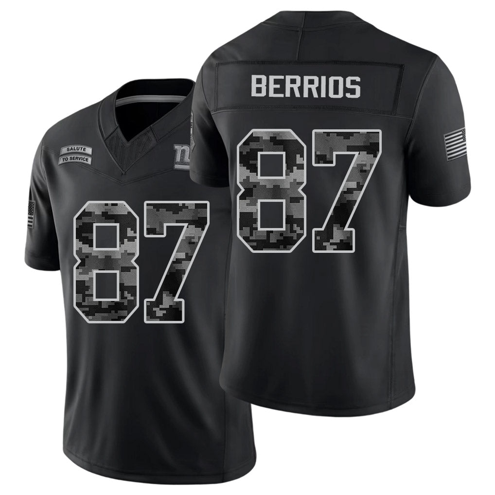 New York #87 Berrios Player Football V Neck Short Sleeve Black Jersey Braxton For Men Youth Women Gift