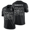 New York #85 Manhertz Player Football V Neck Short Sleeve Black Jersey Chris For Men Youth Women Gift