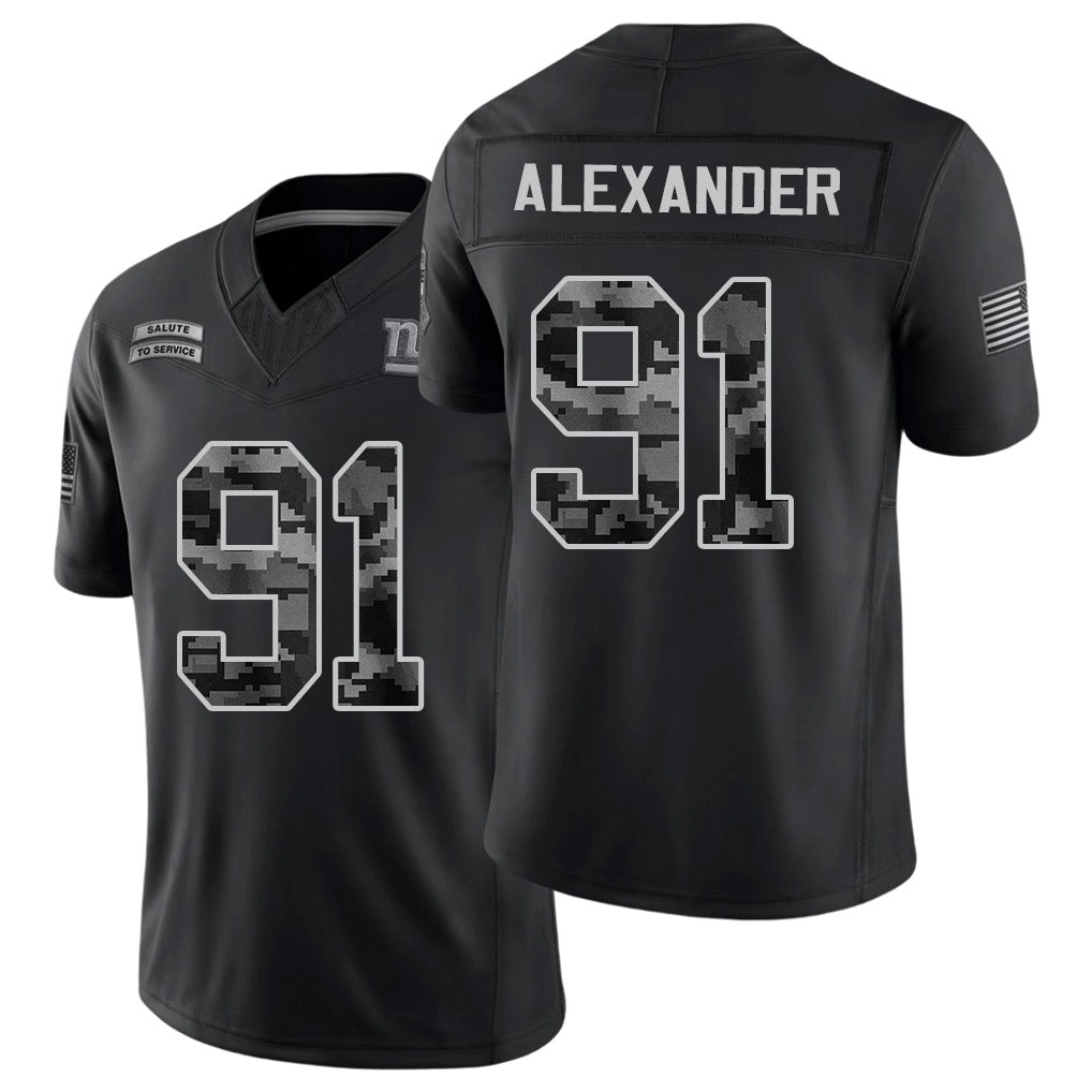 New York #91 Alexander Player Football V Neck Short Sleeve Black Jersey Darius For Men Youth Women Gift