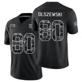 New York #80 Olszewski Player Football V Neck Short Sleeve Black Jersey Gunner For Men Youth Women Gift