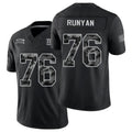 New York #76 Runyan Player Football V Neck Short Sleeve Black Jersey Jon For Men Youth Women Gift