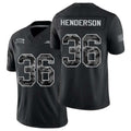 New York #36 Henderson Player Football V Neck Short Sleeve Black Jersey Al-Jay For Men Youth Women Gift
