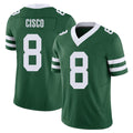 New York #8 Andre Player Football V Neck Short Sleeve Green Jersey Cisco For Men Youth Women Gift