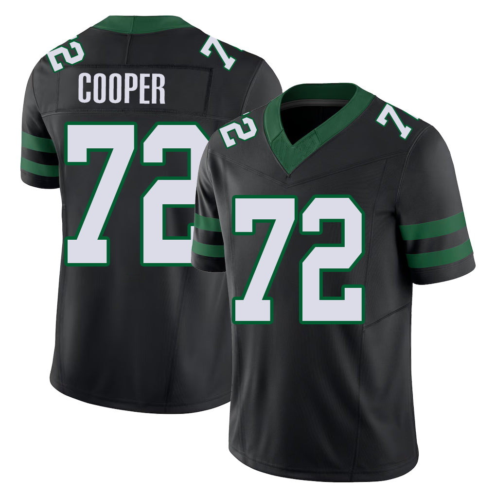 New York #72 Anez Player Football V Neck Short Sleeve Black Jersey Cooper For Men Youth Women Gift