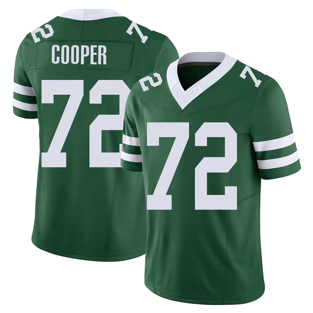 New York #72 Anez Player Football V Neck Short Sleeve Green Jersey Cooper For Men Youth Women Gift
