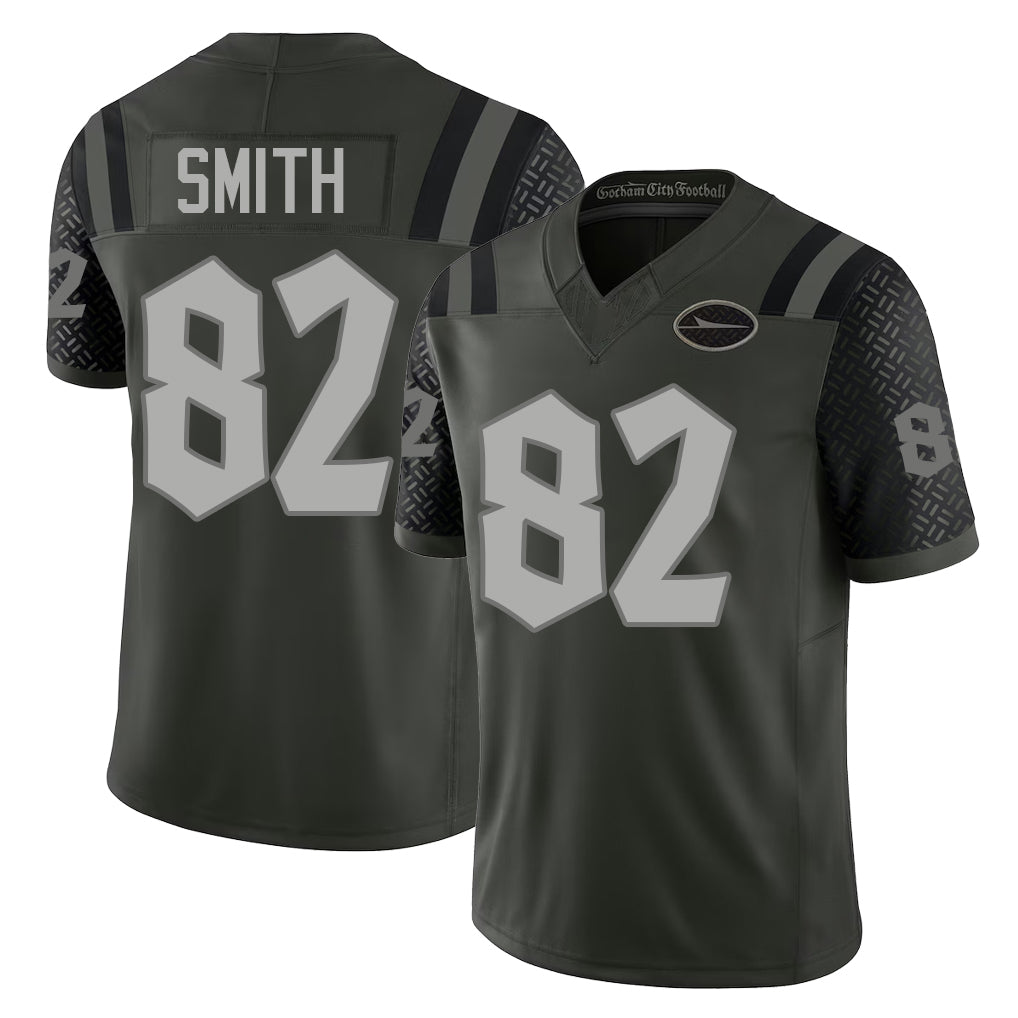 New York #82 Arian Player Football V Neck Short Sleeve Gotham Green Jersey Smith For Men Youth Women Gift