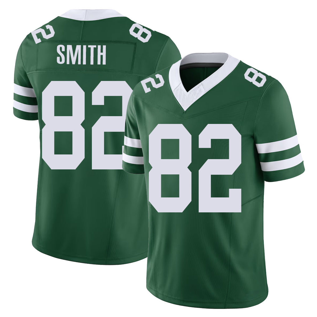 New York #82 Arian Player Football V Neck Short Sleeve Green Jersey Smith For Men Youth Women Gift