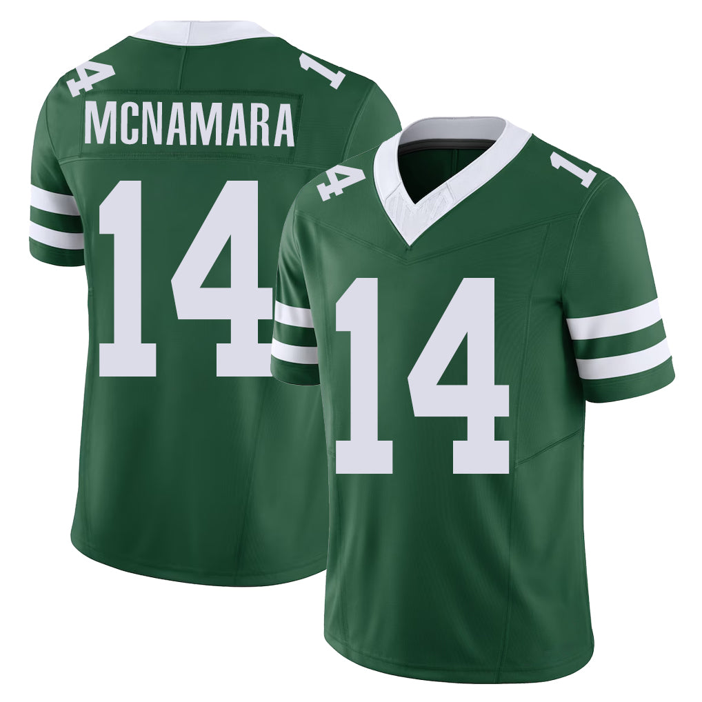 New York #14 Austin Player Football V Neck Short Sleeve Green Jersey McNamara For Men Youth Women Gift