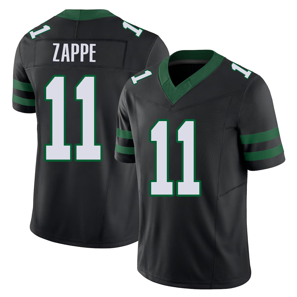 New York #11 Bailey Player Football V Neck Short Sleeve Black Jersey Zappe For Men Youth Women Gift