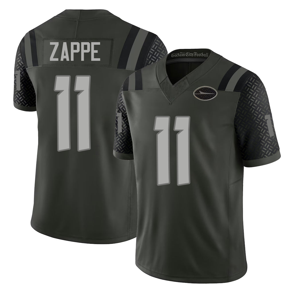 New York #11 Bailey Player Football V Neck Short Sleeve Gotham Green Jersey Zappe For Men Youth Women Gift