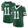 New York #11 Bailey Player Football V Neck Short Sleeve Green Jersey Zappe For Men Youth Women Gift
