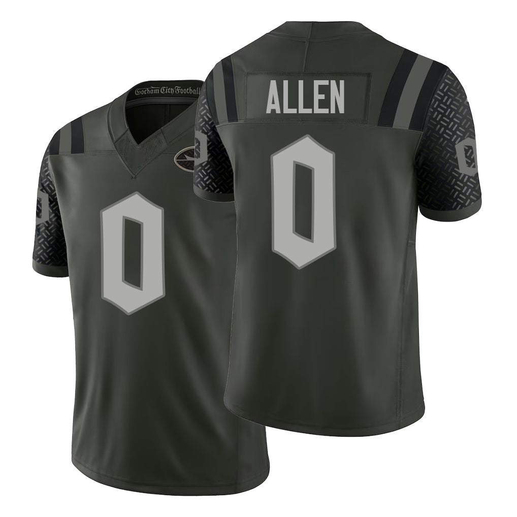 New York #0 Allen Player Football V Neck Short Sleeve Gotham Green Jersey Braelon For Men Youth Women Gift