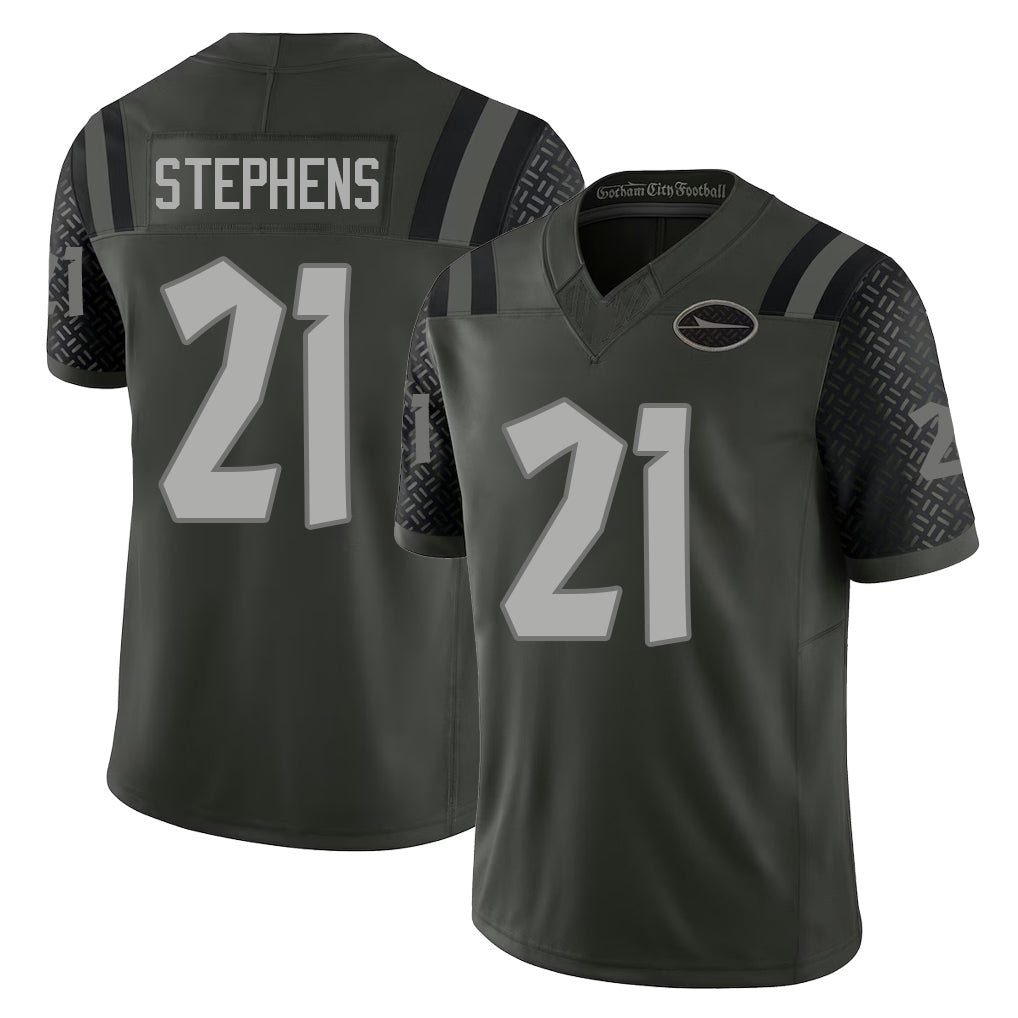 New York #21 Brandon Player Football V Neck Short Sleeve Gotham Green Jersey Stephens For Men Youth Women Gift