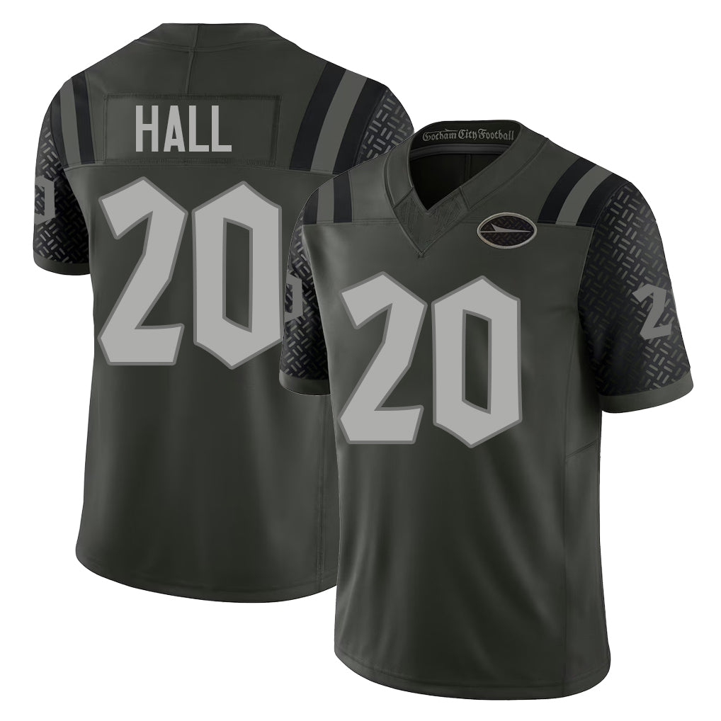 New York #20 Breece Player Football V Neck Short Sleeve Gotham Green Jersey Hall For Men Youth Women Gift