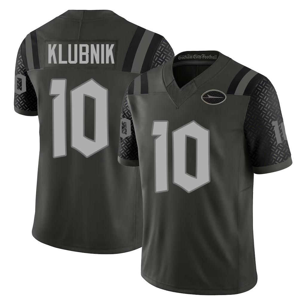 New York #10 Cade Player Football V Neck Short Sleeve Gotham Green Jersey Klubnik For Men Youth Women Gift