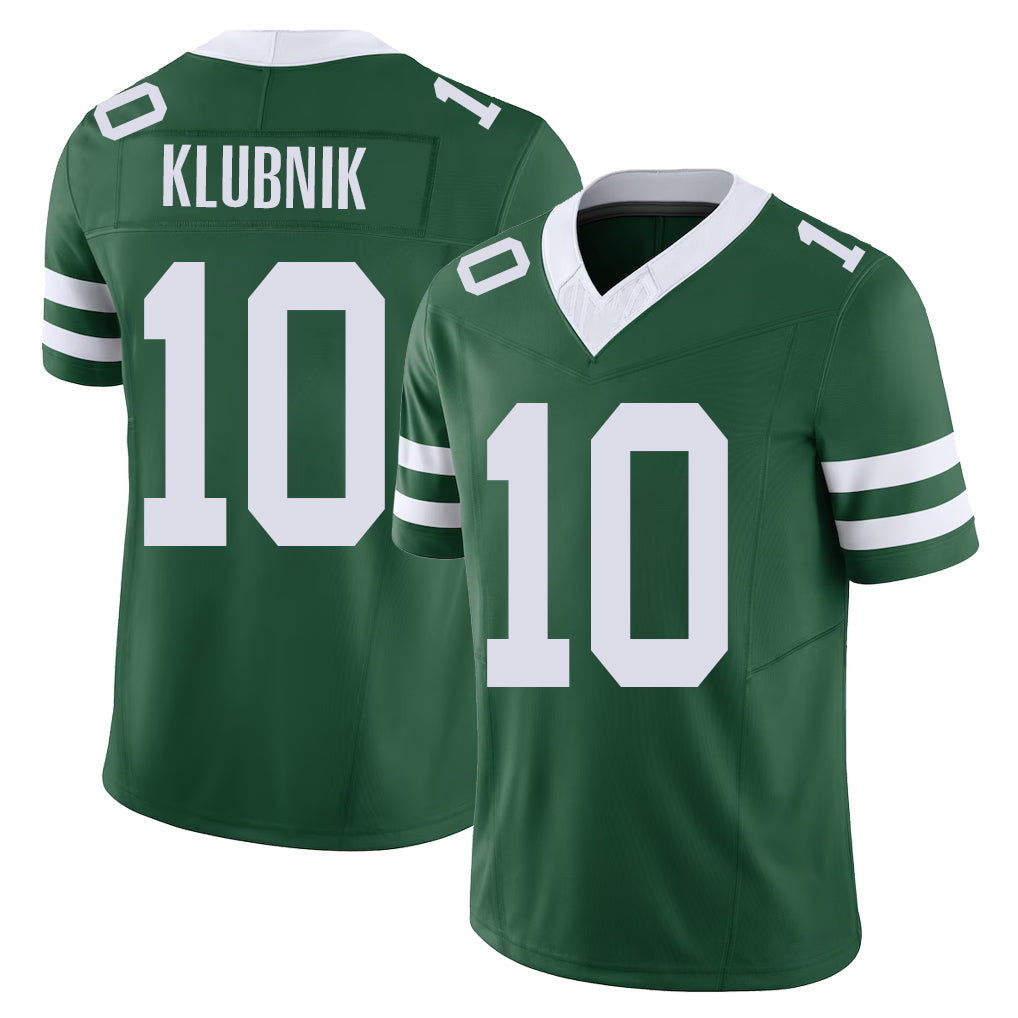 New York #10 Cade Player Football V Neck Short Sleeve Green Jersey Klubnik For Men Youth Women Gift