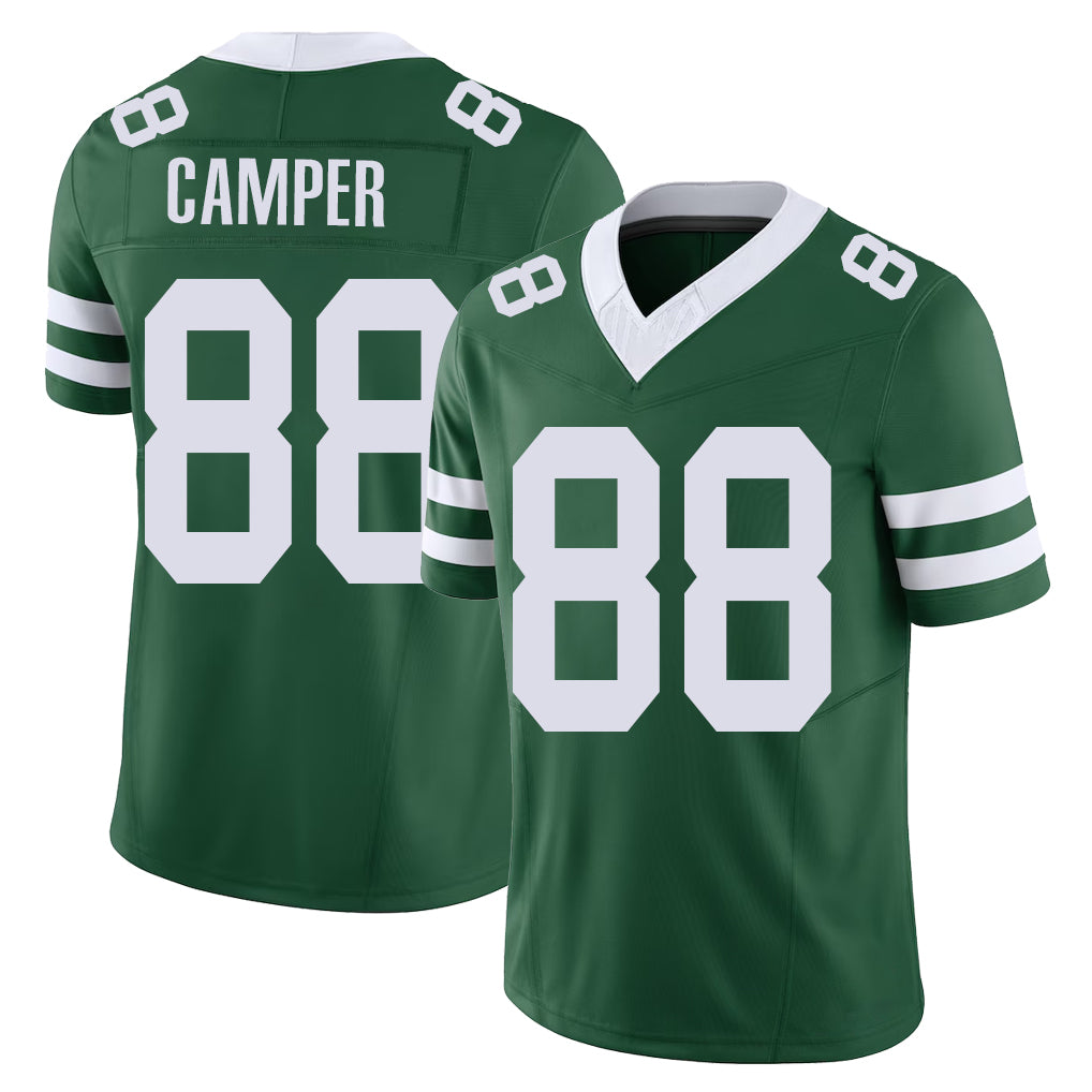 New York #88 Cam Player Football V Neck Short Sleeve Green Jersey Camper For Men Youth Women Gift