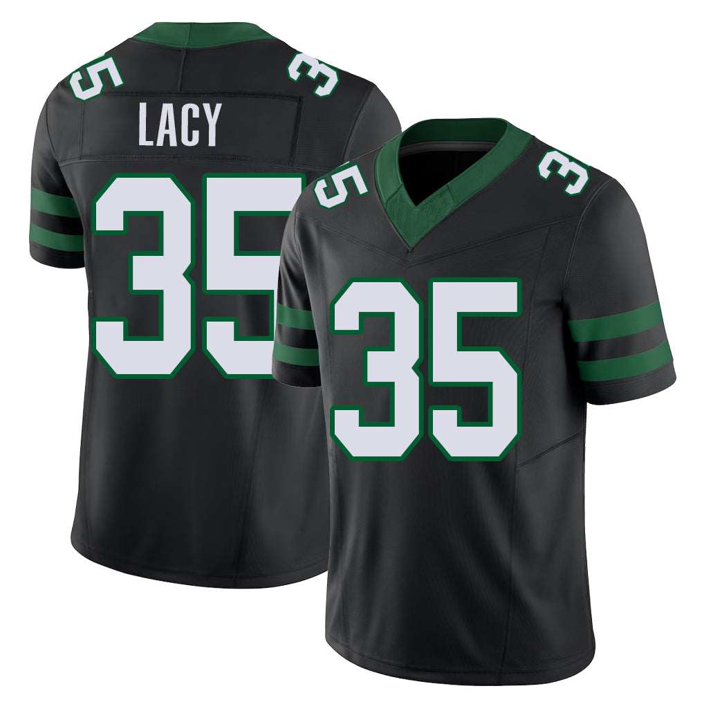 New York #35 Caullin Player Football V Neck Short Sleeve Black Jersey Lacy For Men Youth Women Gift