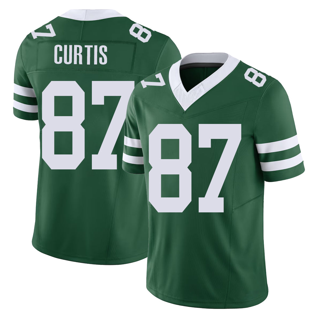 New York #87 Chase Player Football V Neck Short Sleeve Green Jersey Curtis For Men Youth Women Gift