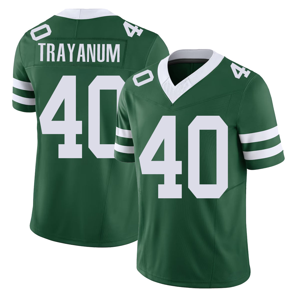 New York #40 Chip Player Football V Neck Short Sleeve Green Jersey Trayanum For Men Youth Women Gift