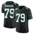 New York #79 Chukwuma Player Football V Neck Short Sleeve Black Jersey Okorafor For Men Youth Women Gift