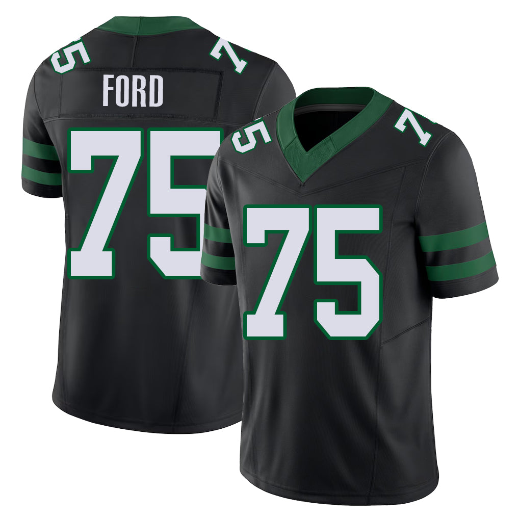 New York #75  Courtland Player Football V Neck Short Sleeve Black Jersey Ford For Men Youth Women Gift
