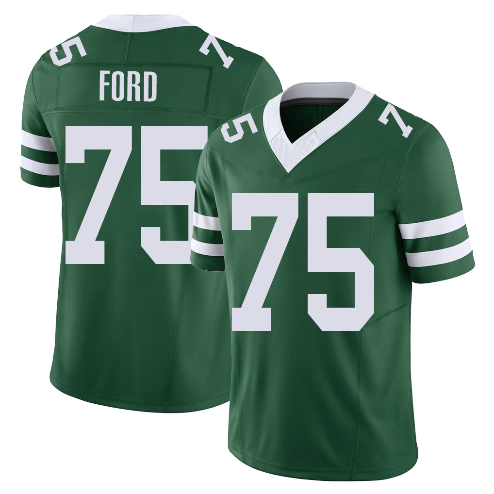 New York #75 Courtland Player Football V Neck Short Sleeve Green Jersey Ford For Men Youth Women Gift