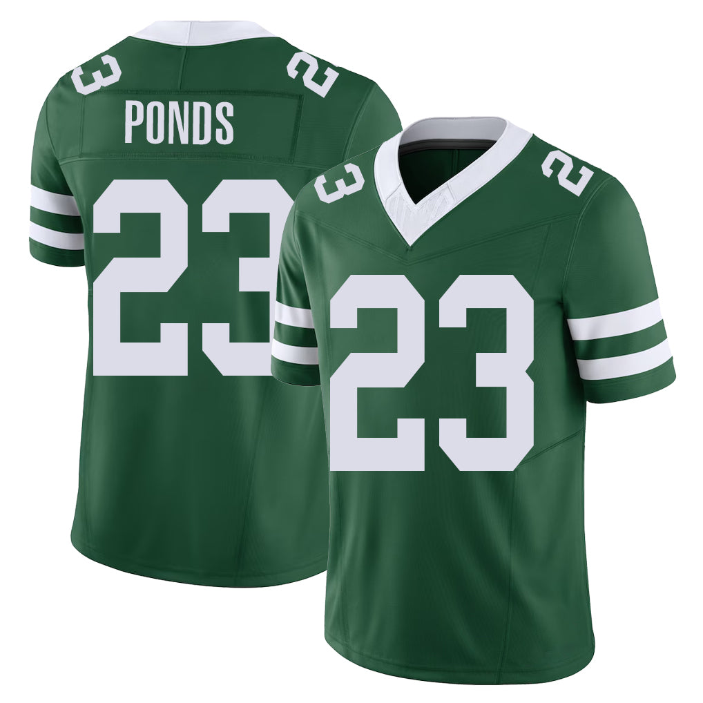 New York #23 D'Angelo Player Football V Neck Short Sleeve Green Jersey Ponds For Men Youth Women Gift