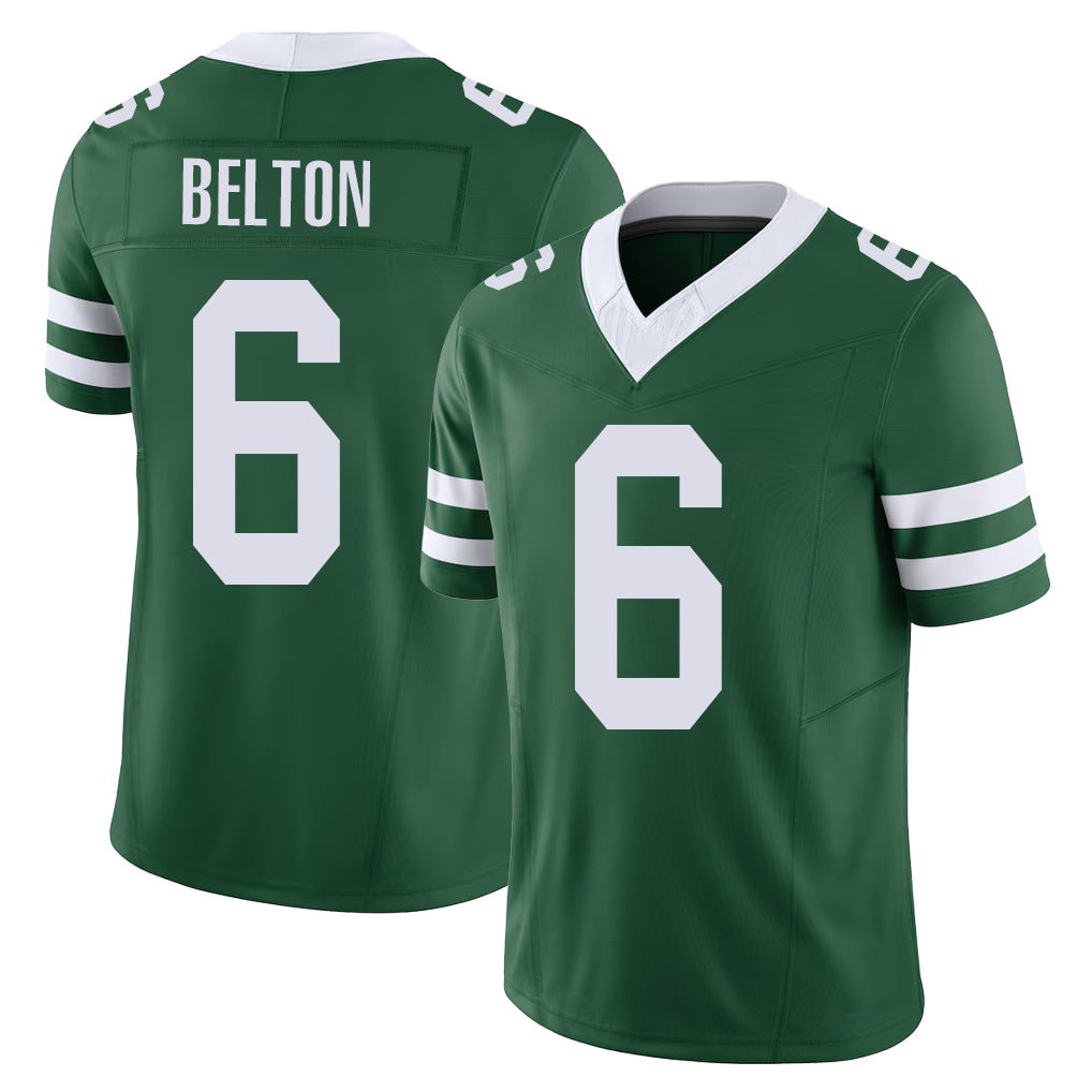 New York #6 Dane Player Football V Neck Short Sleeve Green Jersey Belton For Men Youth Women Gift
