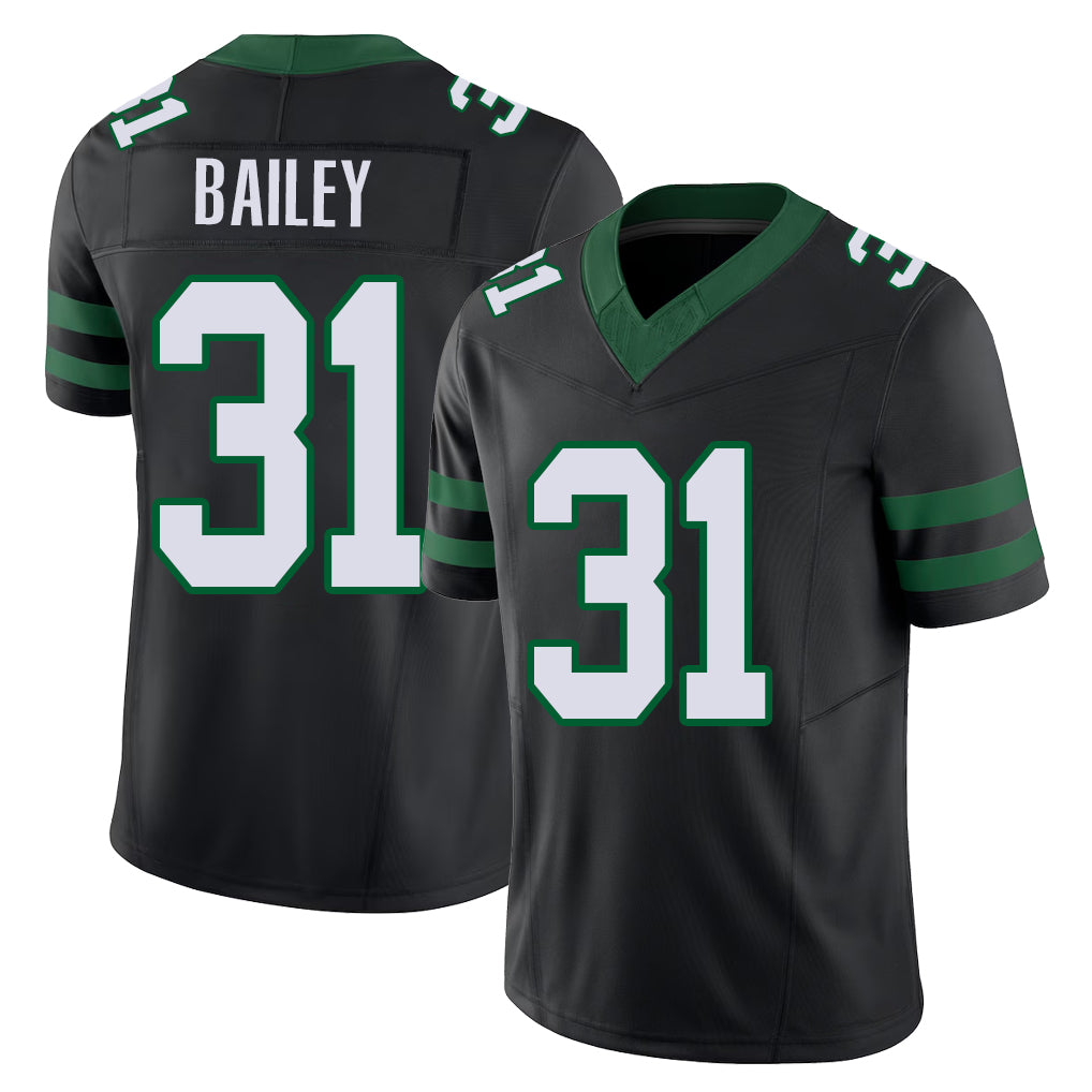 New York #31  David Player Football V Neck Short Sleeve Black Jersey Bailey For Men Youth Women Gift