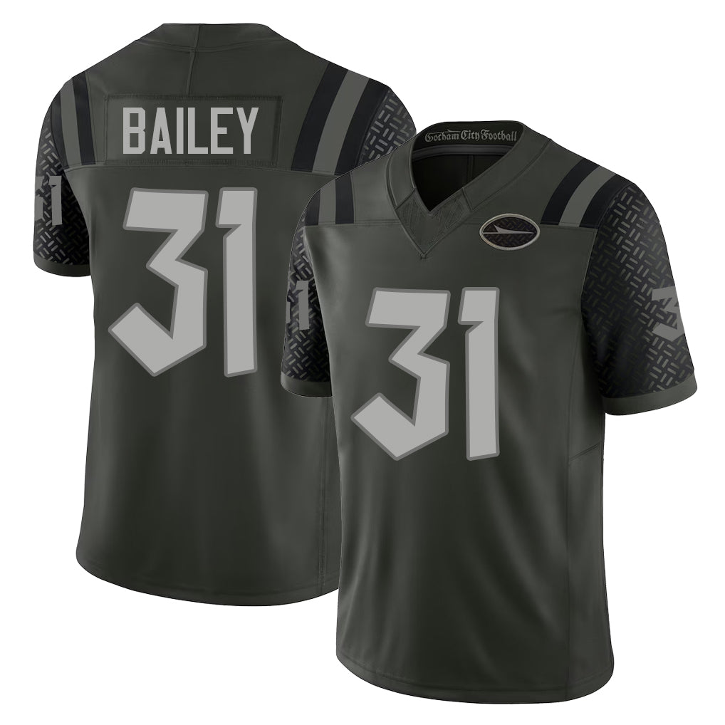 New York #31 David Player Football V Neck Short Sleeve Gotham Green Jersey Bailey For Men Youth Women Gift