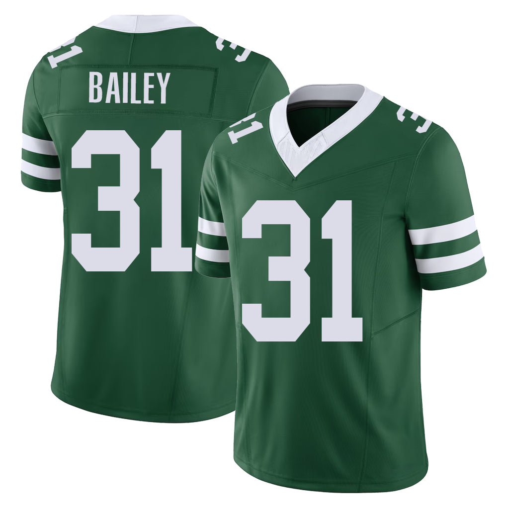 New York #31 David Player Football V Neck Short Sleeve Green Jersey Bailey For Men Youth Women Gift